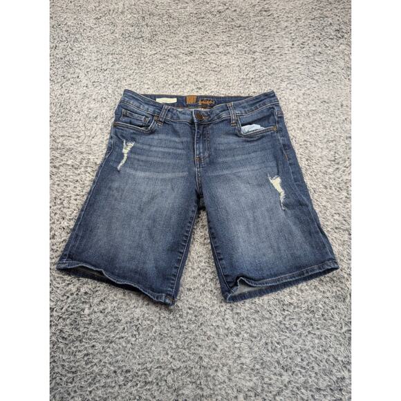 Kut From The Kloth Shorts Women 6 Blue Katy Boyfriend Distressed Casual Stretch - Picture 2 of 9